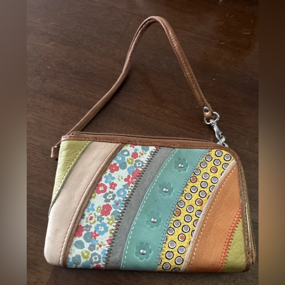 Vintage look Fossil Multicolor Leather Patchwork Wallet Clutch